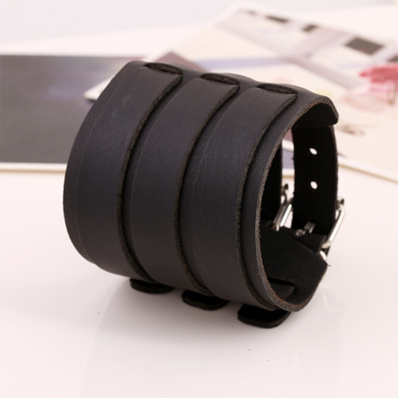 Punk Wide Leather Cowhide Bracelet (Men's Other)