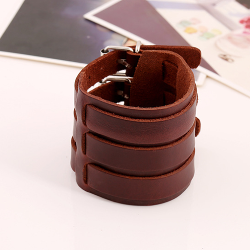 Punk Wide Leather Cowhide Bracelet (Men's Other)
