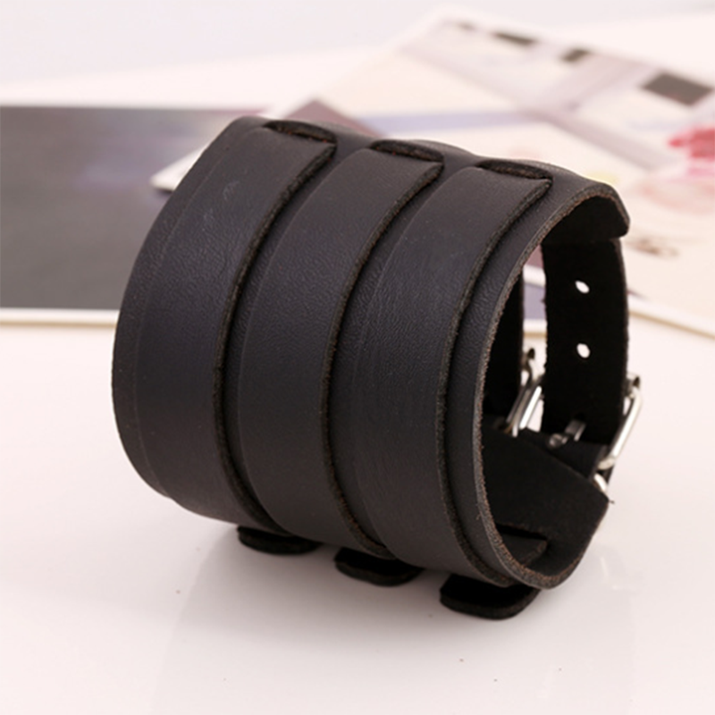 Punk Wide Leather Cowhide Bracelet (Men's Other)