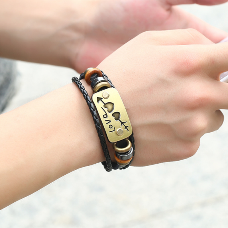 Leather woven couple bracelet (men's other)