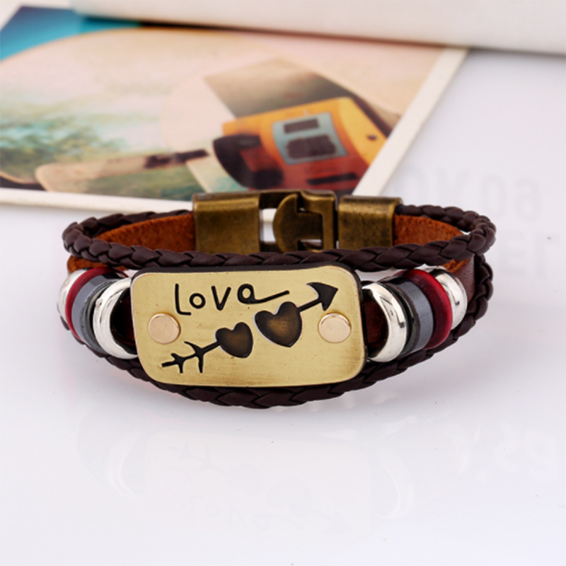 Leather woven couple bracelet (men's other)