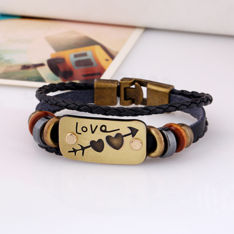 Leather woven couple bracelet (men's other)