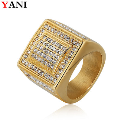 European and American Stainless Steel Jewelry Men's Ring Fashion Square Diamond Titanium Steel