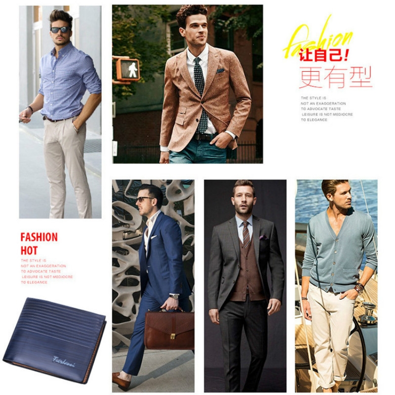 Fashion short wallets men embossed multi-card  PU leather bag card bag wallet for men purses men