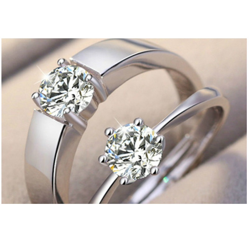 2PCS Couple rings set for men and women ladies adjustable rings jewelry rings wedding in jewellery
