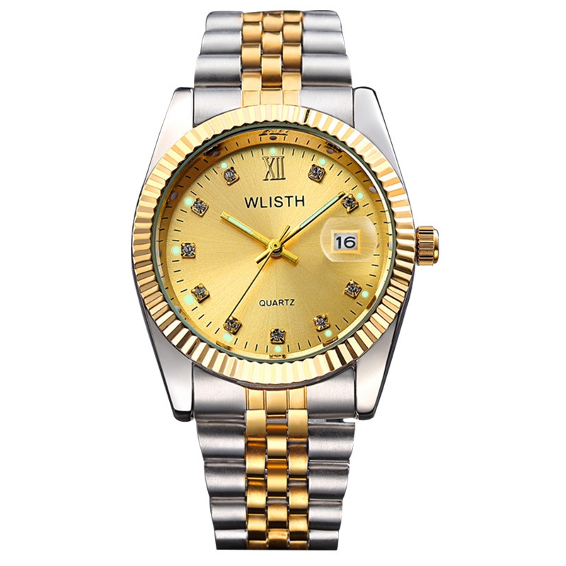 2PCS/SET Fashion business high-end couples watches men women waterproof gold watchs ladies couples