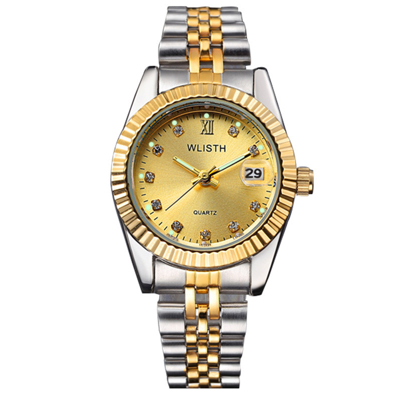 2PCS/SET Fashion business high-end couples watches men women waterproof gold watchs ladies couples