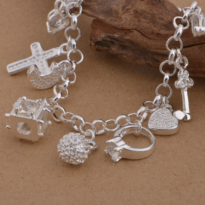 Fashion plated 925 silver bracelets for women silvery korean 13 hanging ornament wedding Jewelry