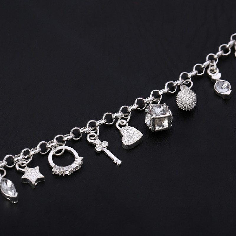 Fashion plated 925 silver bracelets for women silvery korean 13 hanging ornament wedding Jewelry