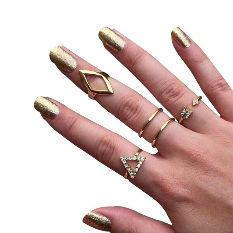 10 Psc/set rings sets for women arrow diamond triangle rings wedding in jewelry fashion wild diamond
