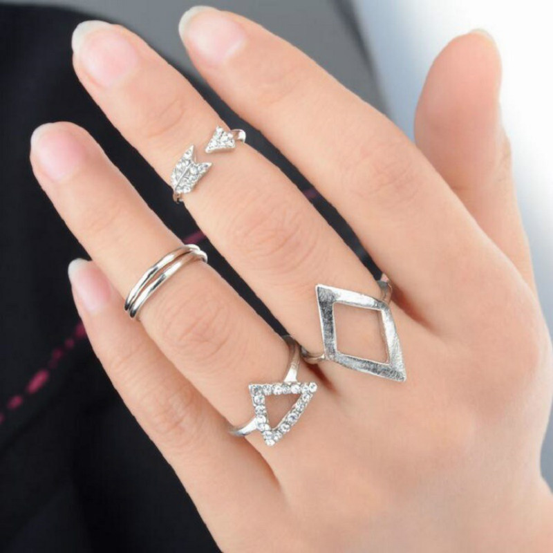 10 Psc/set rings sets for women arrow diamond triangle rings wedding in jewelry fashion wild diamond
