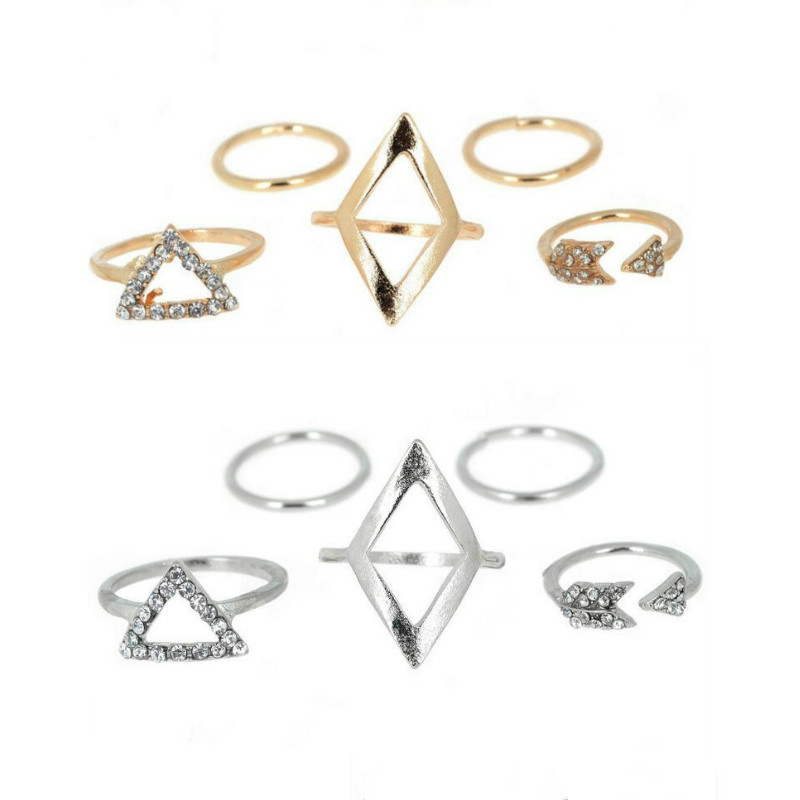 10 Psc/set rings sets for women arrow diamond triangle rings wedding in jewelry fashion wild diamond