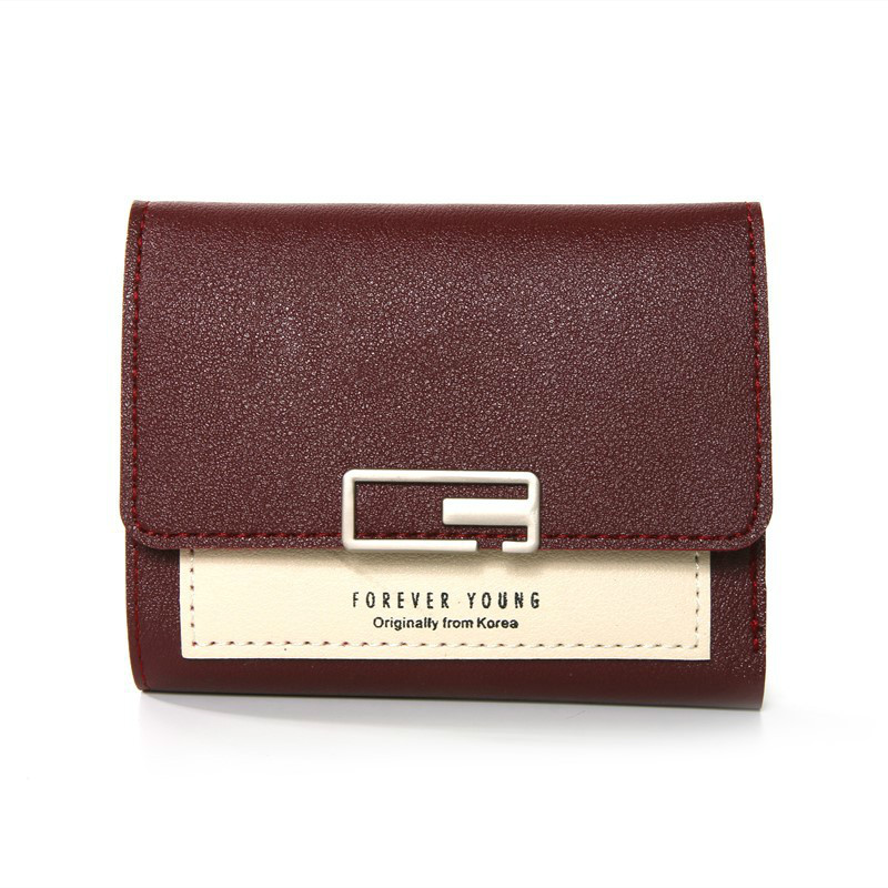 New arrival korean wallet leather women hit color wallet ladies short buckle fashion mini coin purse