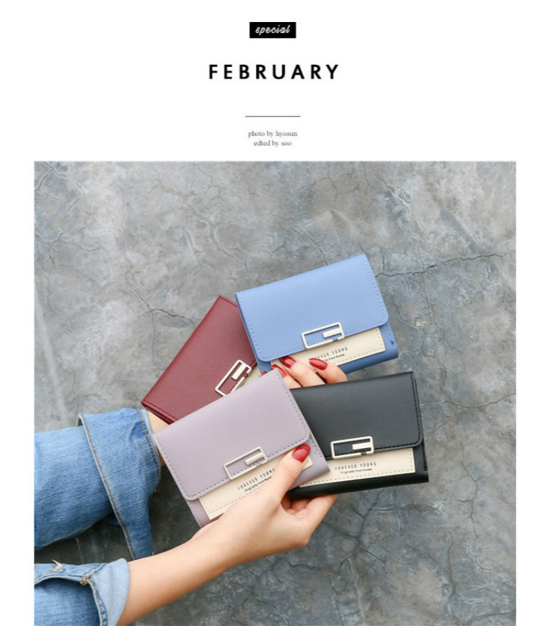 New arrival korean wallet leather women hit color wallet ladies short buckle fashion mini coin purse