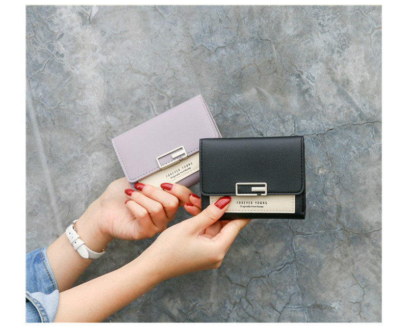 New arrival korean wallet leather women hit color wallet ladies short buckle fashion mini coin purse