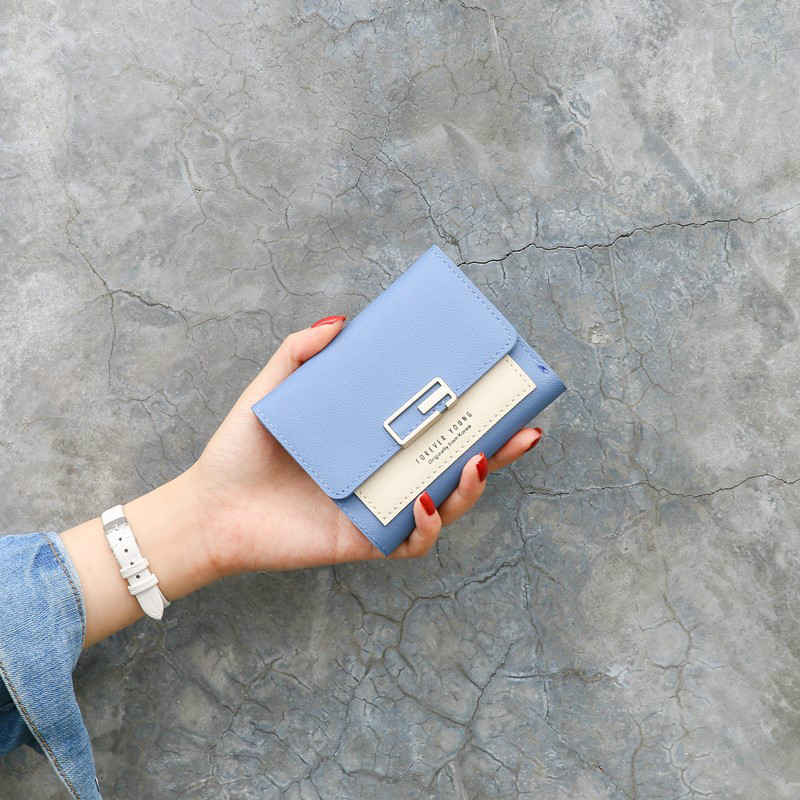 New arrival korean wallet leather women hit color wallet ladies short buckle fashion mini coin purse