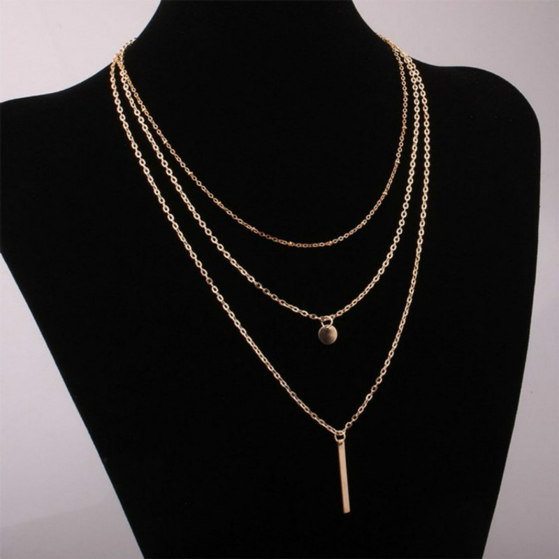 Multilayered necklaces and pendants for women gold silver long chain jewellery fashion jewelry gift