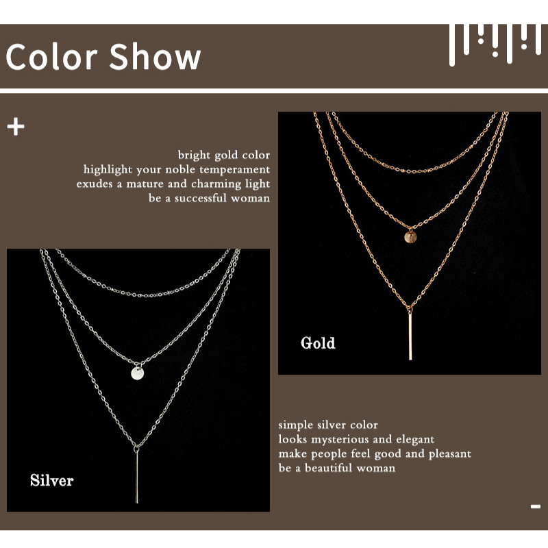 Multilayered necklaces and pendants for women gold silver long chain jewellery fashion jewelry gift