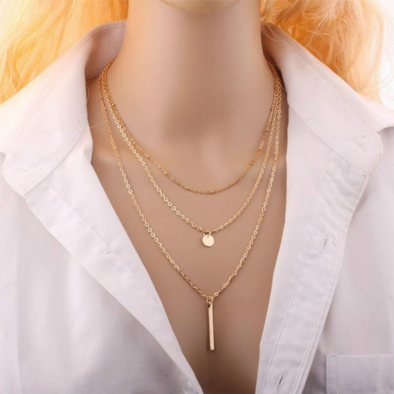 Multilayered necklaces and pendants for women gold silver long chain jewellery fashion jewelry gift