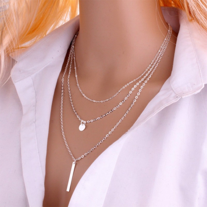 Multilayered necklaces and pendants for women gold silver long chain jewellery fashion jewelry gift
