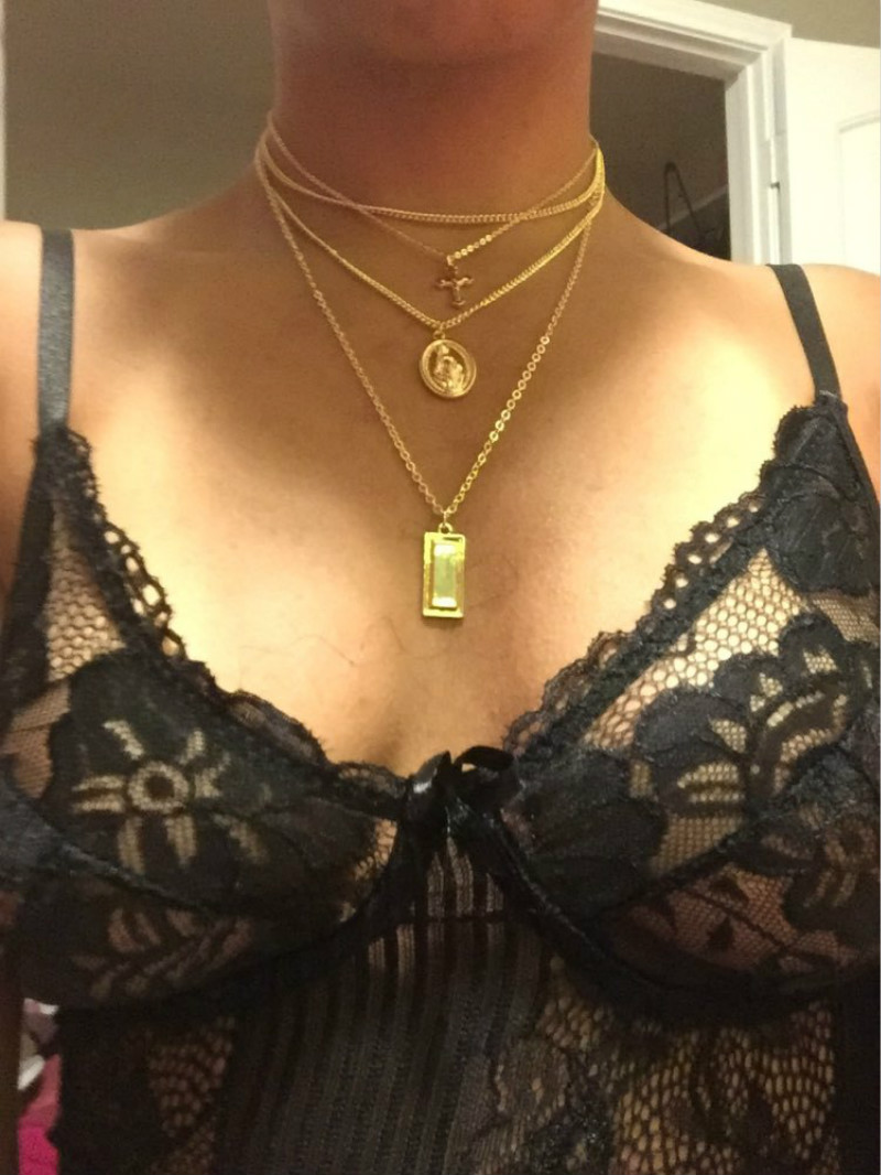Gold multilayered necklaces and pendants for women long chain cross virgin mary jewelry fashion gift