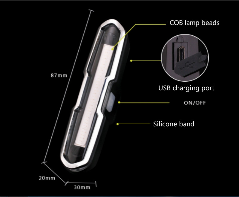 Bikes Bicycle light LED Taillight Rear Tail Safety Warning Cycling Portable Lights USB Rechargeable