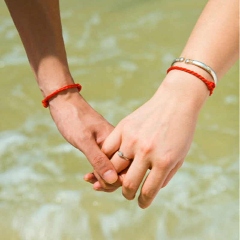 2PCS/SET imitation wood lace love braided red rope bracelets gifts for men and women