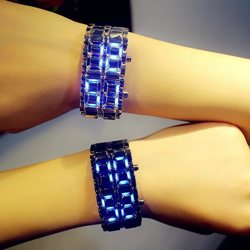 Fashion led lava couple watches chain watch luxury stainless steel watche for men and women watchs