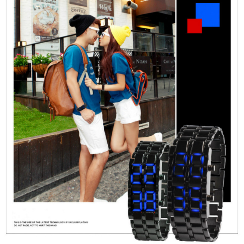 Fashion led lava couple watches chain watch luxury stainless steel watche for men and women watchs
