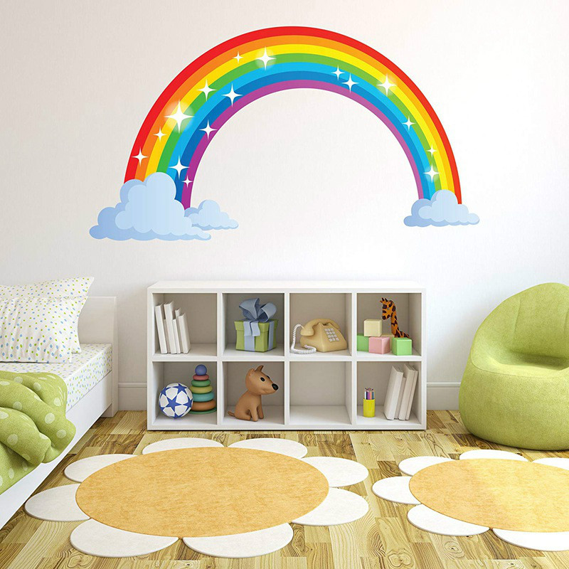 Rainbow mural room decoration sticker kindergarten creative children's room crow wall sticker