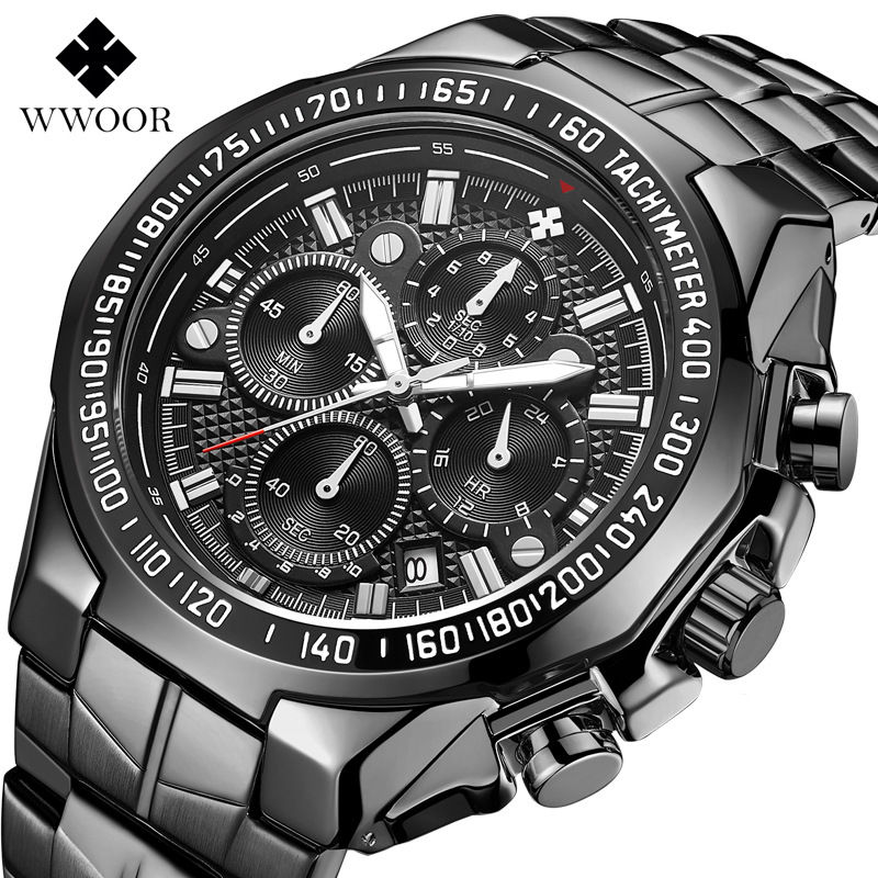 Men's fashion luxury watches stainless steel japan quartz watchs watches 7 watch hands men watch