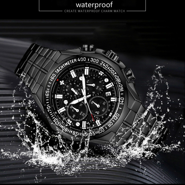 Men's fashion luxury watches stainless steel japan quartz watchs watches 7 watch hands men watch