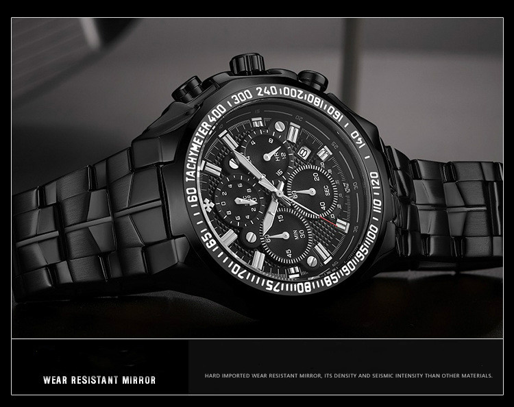 Men's fashion luxury watches stainless steel japan quartz watchs watches 7 watch hands men watch