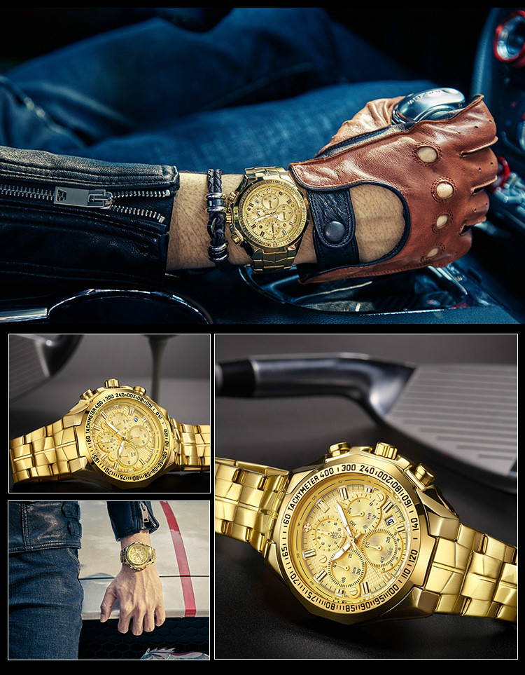 Men's fashion luxury watches stainless steel japan quartz watchs watches 7 watch hands men watch