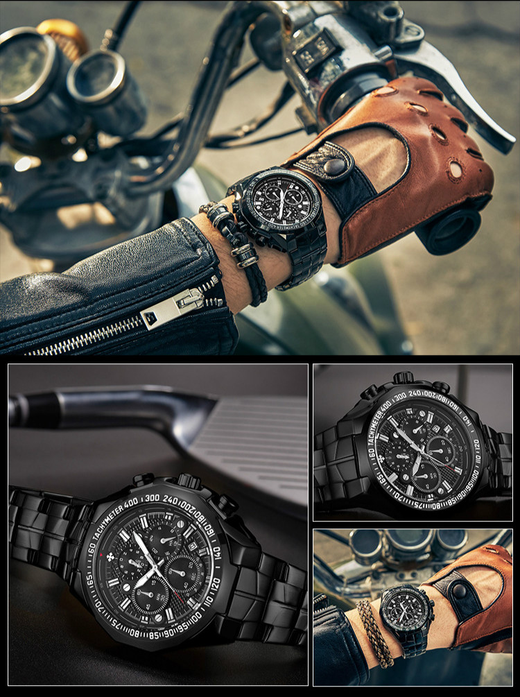 Men's fashion luxury watches stainless steel japan quartz watchs watches 7 watch hands men watch