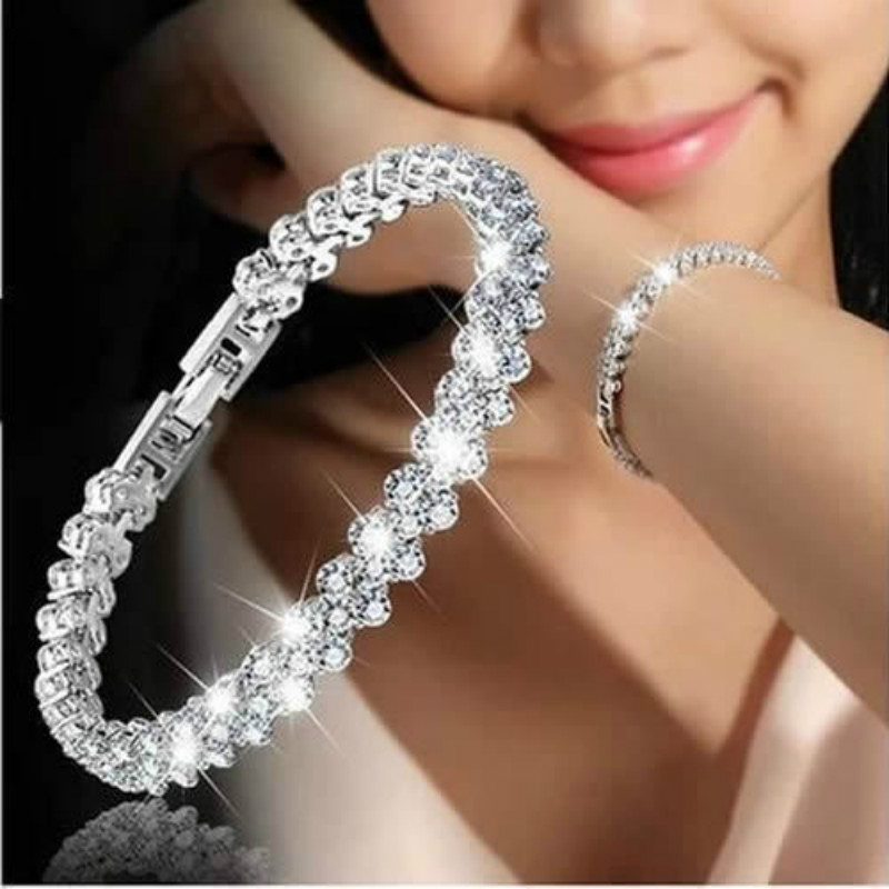 Fashion bracket for women zircon inlay jewelry gift bracelets shiny crystal jewellery bracelets
