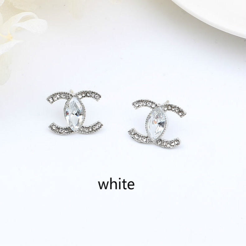 New double c earrings zircon copper micro inlaid big trend c-shaped net red earrings earrings