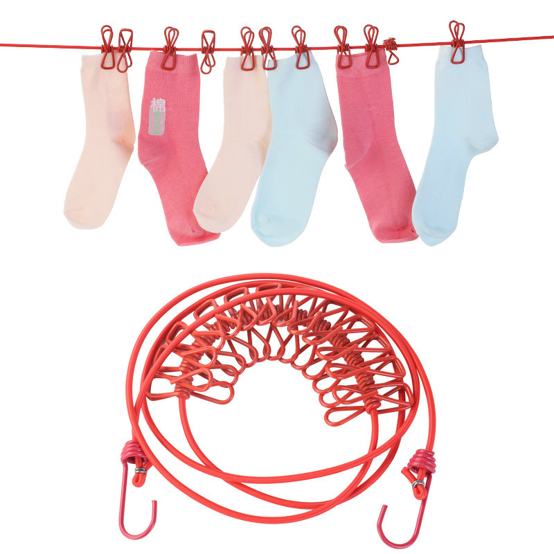 Windproof clothes clip clothesline Outdoor travel windproof non-slip clothes hanger with clip