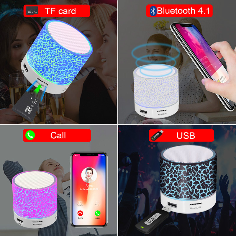 Wireless Portable Bluetooth Speaker Mini LED Music Audio TF USB FM Stereo Sound Speaker Device