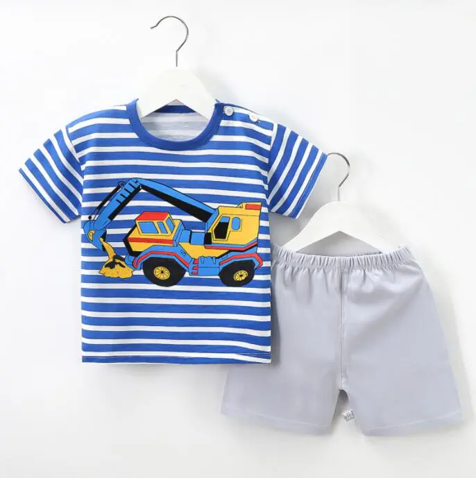 JC New Various Boys 2-PC  short sleeve suit cotton summer T-shirt +  short pants clothes boys clothes shorts kids clothing