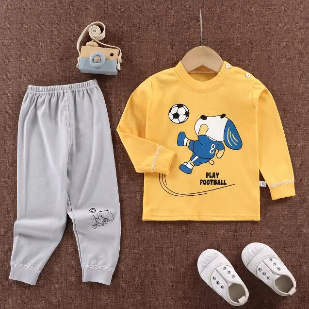 JC New 2-PC Cartoon Boys Clothes kids Tee Shirt Tops+pants long sleeve T-Shirts Tops Kids girls clothing wearing