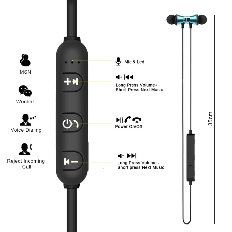 LD Tech Magnetic Bluetooth Earphones Sports Waterproof Earbuds Headset For iPhone Samsung Phones