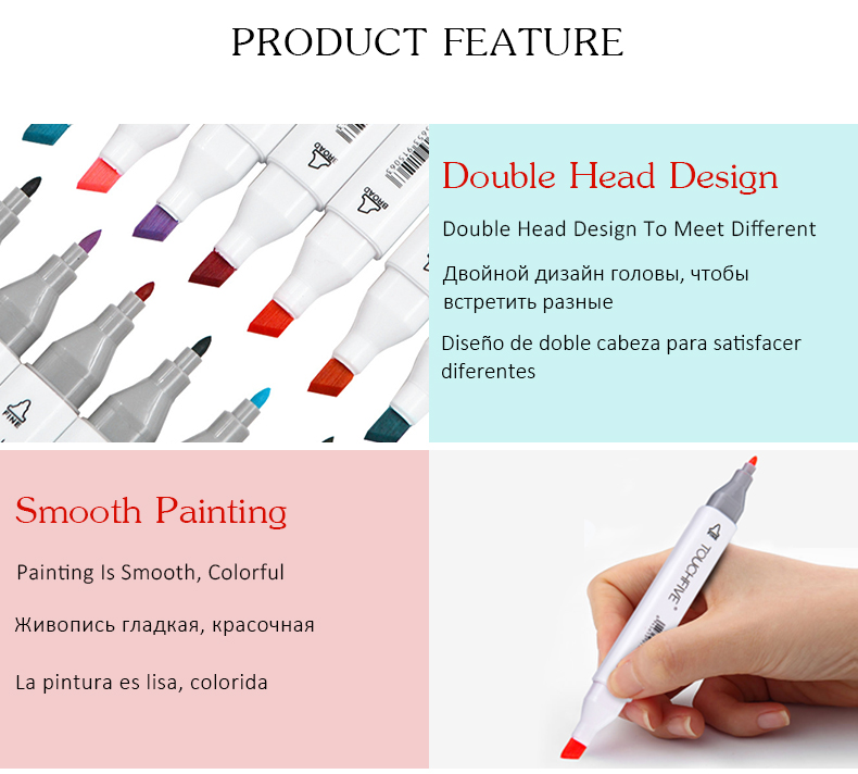 LD tech TouchFIVE Drawing Markers Pen Alcohol Based Sketch Felt-Tip Twin Brush Pen Art Supplies