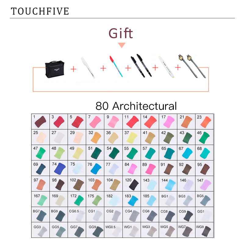 LD tech TouchFIVE Drawing Markers Pen Alcohol Based Sketch Felt-Tip Twin Brush Pen Art Supplies