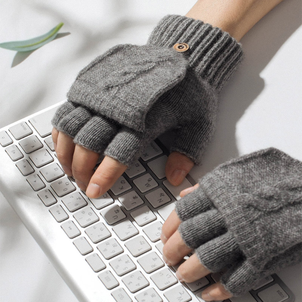 Wool Knitted Fingerless Flip Gloves Winter Warm Flexible Touchscreen Gloves  Gloves & Mittens