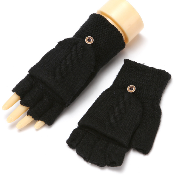Wool Knitted Fingerless Flip Gloves Winter Warm Flexible Touchscreen Gloves  Gloves & Mittens
