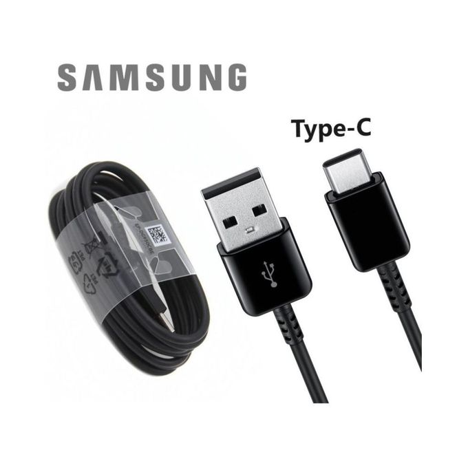 Samsung Galaxy S10, S8, S9, Note 8, A3, A5, A7 Type C USB-C Cable Black.
