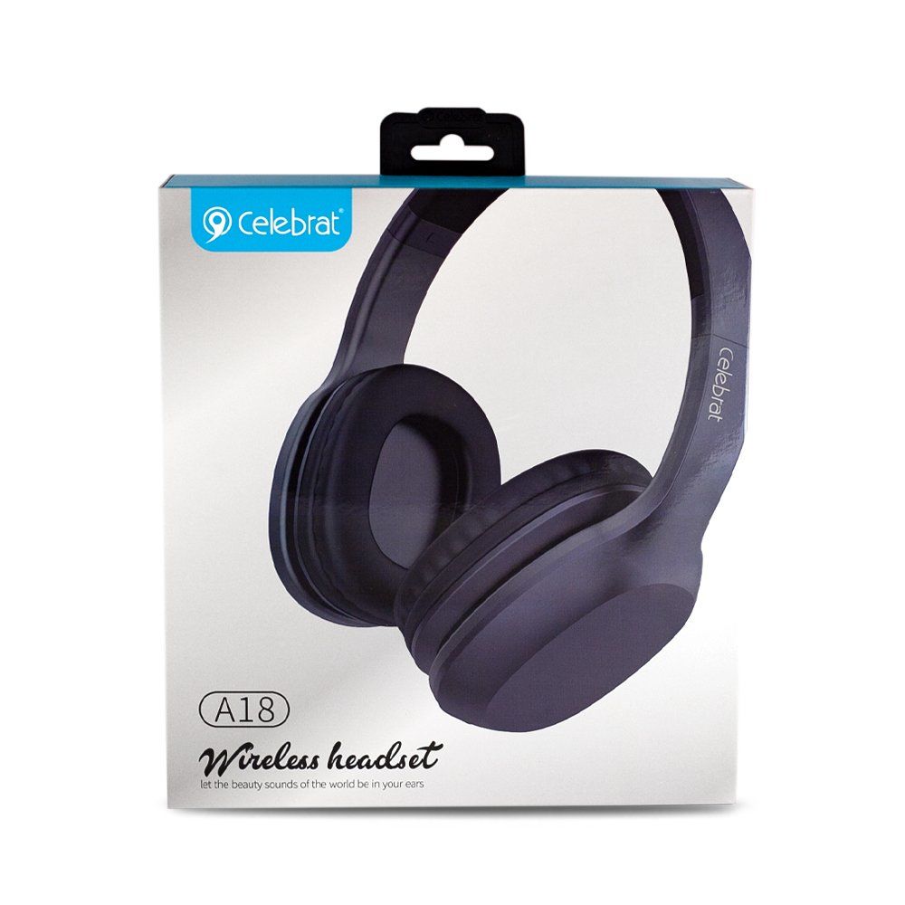 CELEBRAT A18 Wireless Bluetooth Headphone With Extra Bass BLACK