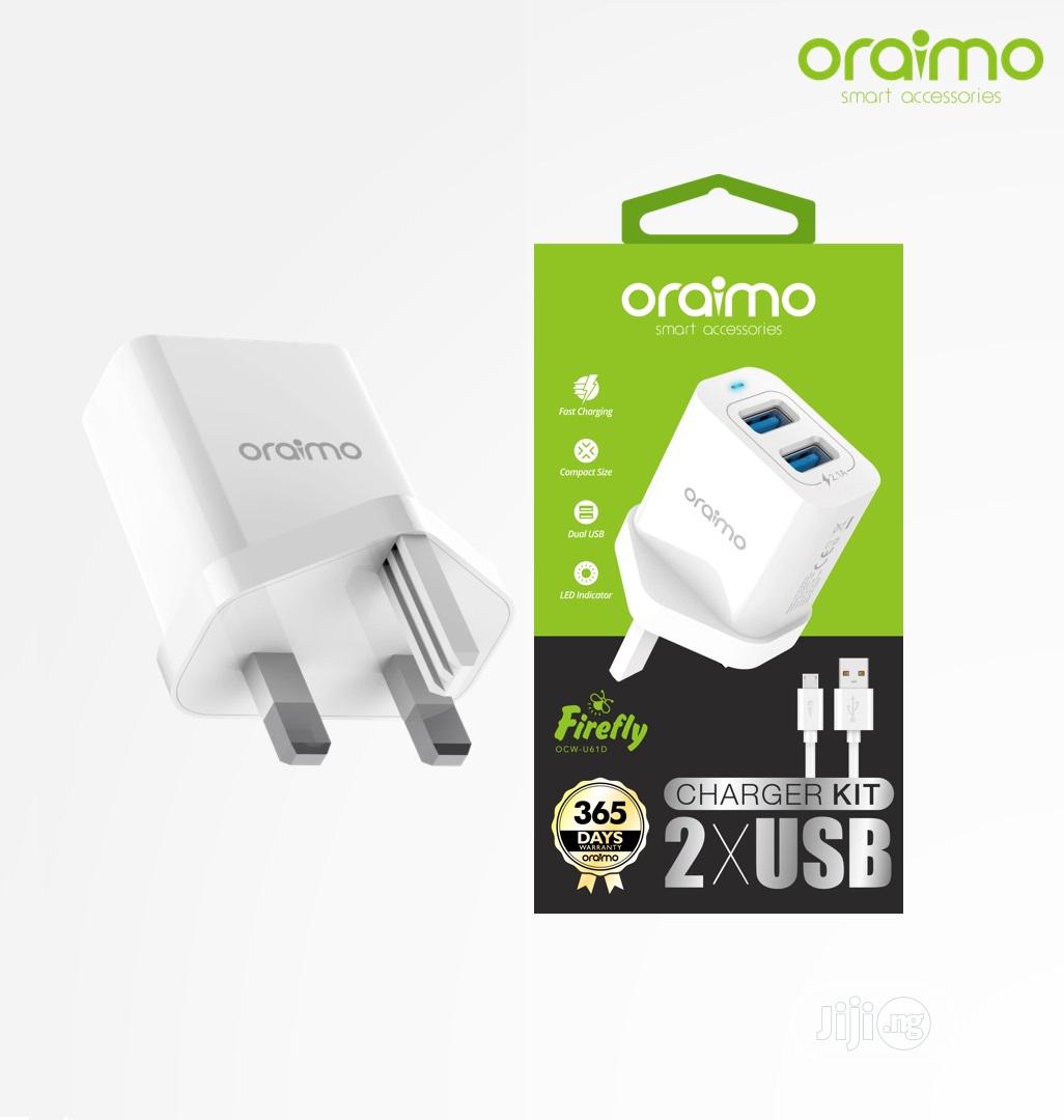 ORAIMO 2X USB FAST TRAVEL ADAPTER CHARGER KIT With charging cable
