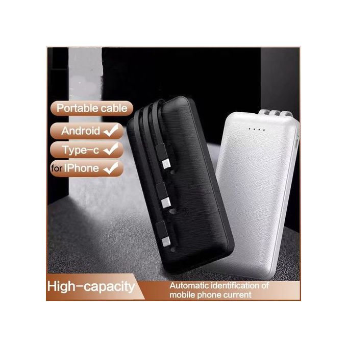 30000MAH SMART PORTABLE POWER BANK WITH 3 CHARGING CABLES 10W Full Capacity LED DISPLAY and Torch